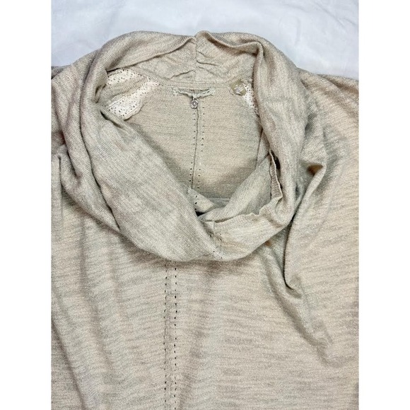Anthropologie Knitted & Knotted Celise Drape Neck Pullover Medium Top Gold/Beige - Picture 9 of 11